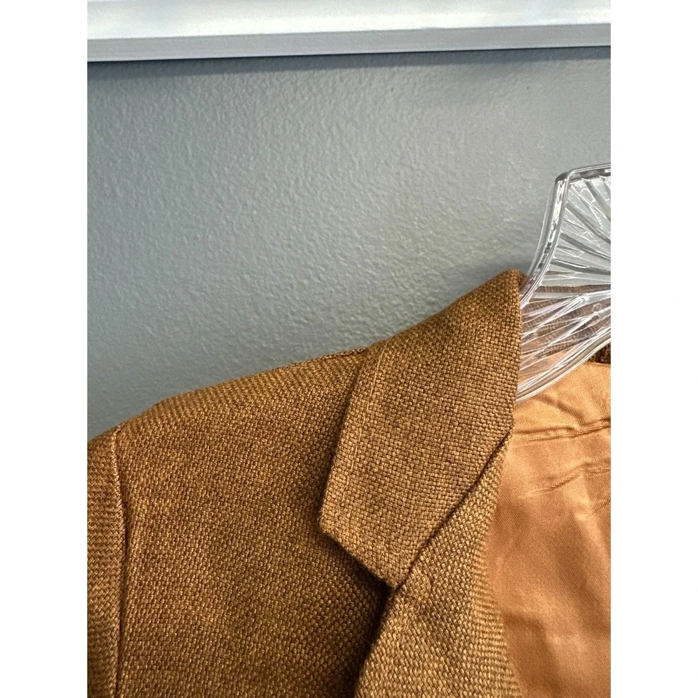 Vintage 60s Woven Tweed Blazer Boys Size M Brown‎ Church Coat Jacket
